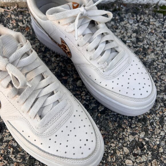 Nike Court Vision Alta Low Phantom Leopard White Leather Sneakers Women’s 8.5 - Picture 8 of 8